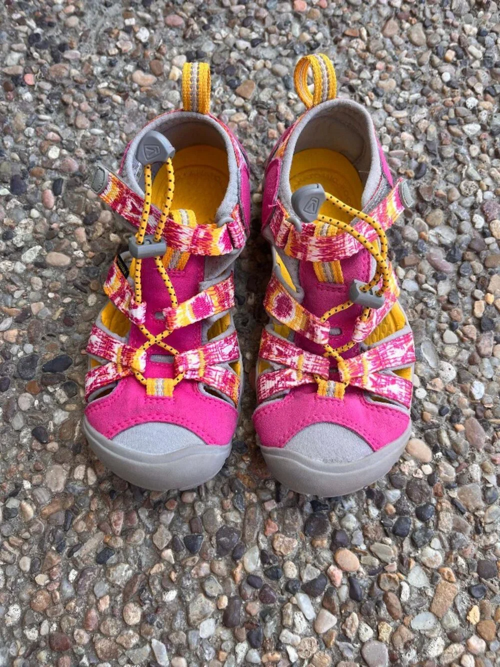 KEEN CNX Closed Toe Sandals Pink And Yellow Size 13 US Little Girl's
